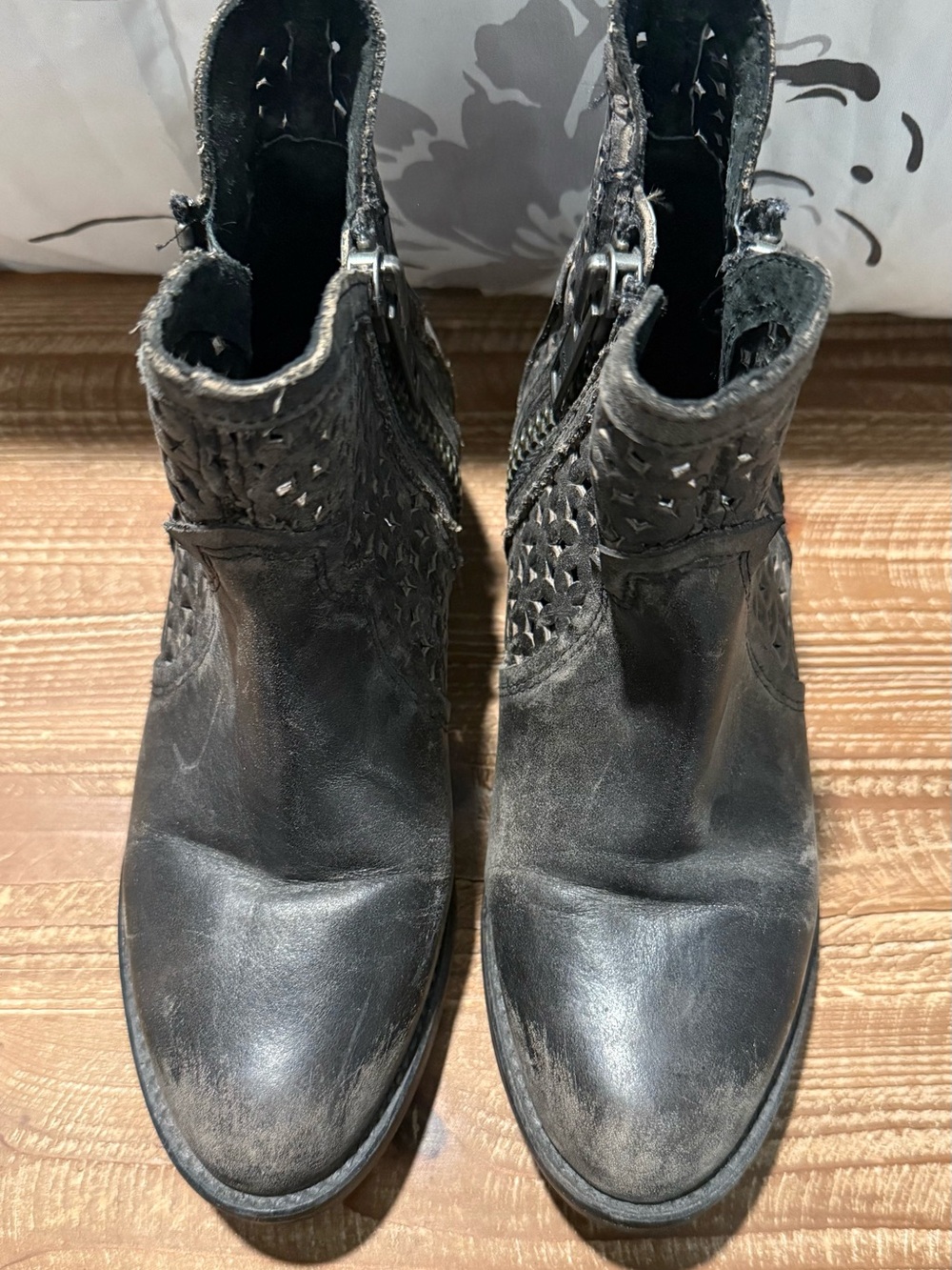 Circle G Black Perforated Cutout Ankle Boots